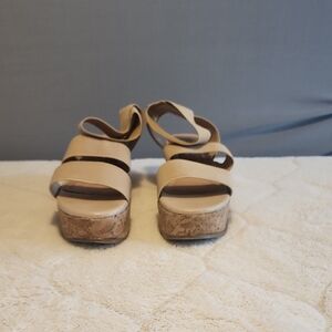 Steve Madden Beige Cork Platform Heels